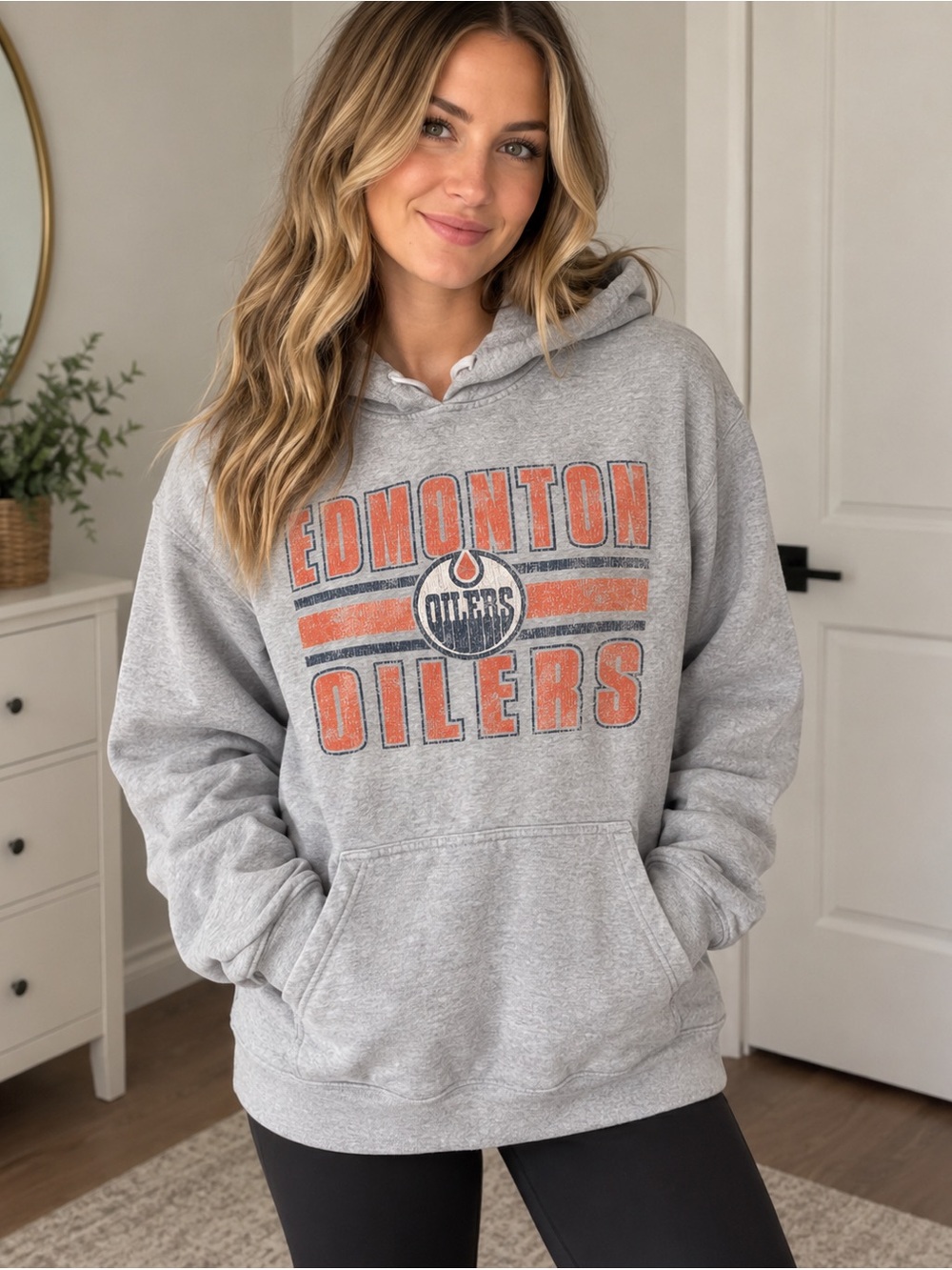 Edmonton Oilers Gray Pullover Hoodie Sweatshirt - Unisex